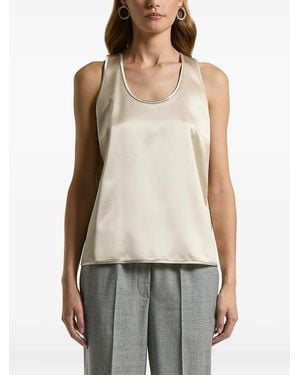 Peserico U-Neck Trim Top - Natural