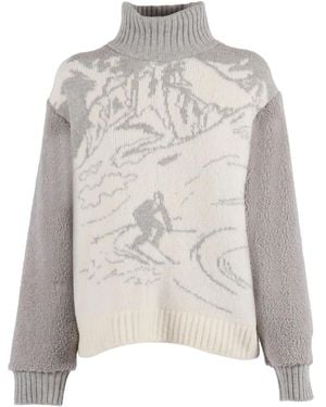 Ballantyne Turtleneck Ski-Scene Jumper - White