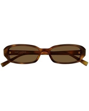 Saint Laurent Erin Rectangle-Frame Sunglasses - Brown