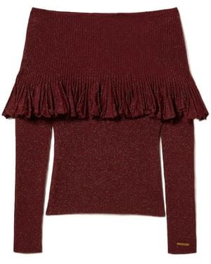 Twinset Off-Shoulder Ruffled Top - Red