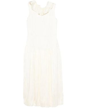Jil Sander Pleated Ruffled Dress - White