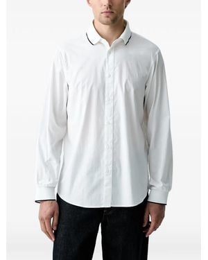 ARMANI EXCHANGE Logo-Embroidered Contrast-Trim Shirt - White