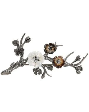 Anabela Chan Broche Sakura Blossom Con Diamantes - Metálico