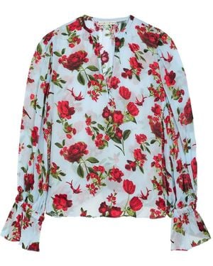 Alice + Olivia Moranne Floral-Jacquard Mesh Blouse - White