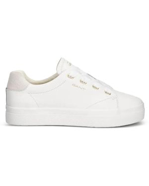 GANT Logo-Print Leather Trainers - White