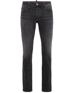 Philipp Plein Monogram-Skull Jeans - Grey