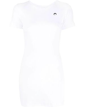 Marine Serre Fine-Ribbed Organic Cotton T-Shirt Dress - White