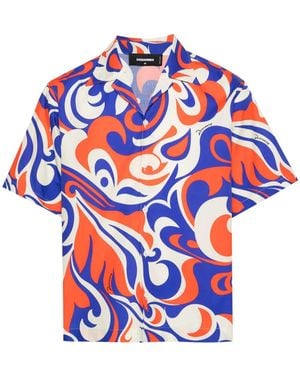 DSquared² Blue, White, Red Cotton Shirt