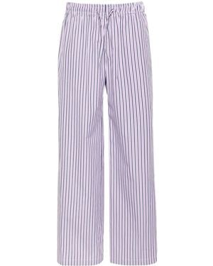 Palm Angels Logo-Tag Striped Straight Trousers - Purple