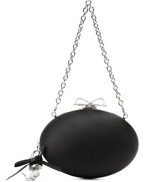 Self-Portrait Bow-Clasp Chain-Strap Clutch Bag - Black