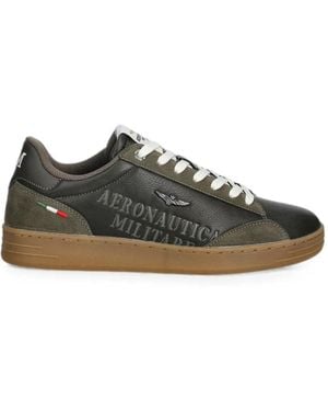 Aeronautica Militare Logo-Lettering Lace-Up Low-Top Trainers - Green