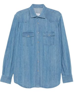 Mazzarelli Jeanshemd mit doppelter Tasche - Blau