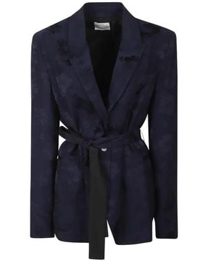 forte_forte Floral-Jacquard Blazer - Blue