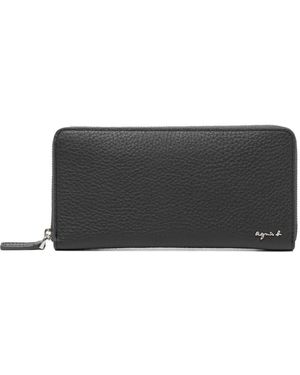 agnès b. Leather Zipped Wallet - Grey