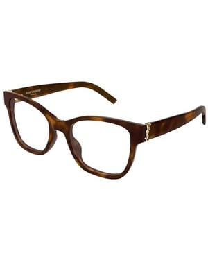 Saint Laurent Logo-Plaque Glasses - Brown
