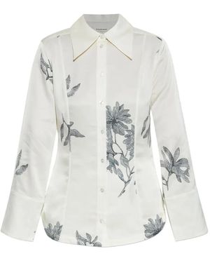 By Malene Birger Floral-Print Long-Sleeve Shirt - White
