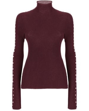 Laneus Ribbed Embellished Top - Purple