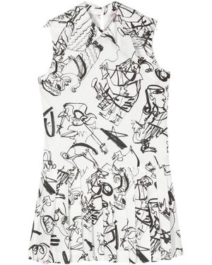 Charles Jeffrey Abstract-Print Pleated Mini Dress - White