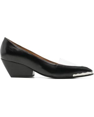 Toga Metal-Tip Transparent-Panel Court Shoes - Black