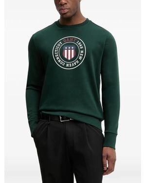 GANT Logo-Print Crew-Neck Sweatshirt - Green
