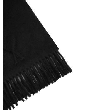 Ami Paris Bufanda Ami De Coeur De Lana Con Relieve - Negro