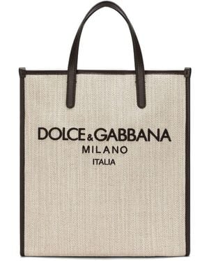 Dolce & Gabbana Canvas Logo Tote Bag - Natural