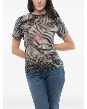 DIESEL Tie-Dye Logo-Print T-Shirt - Grey