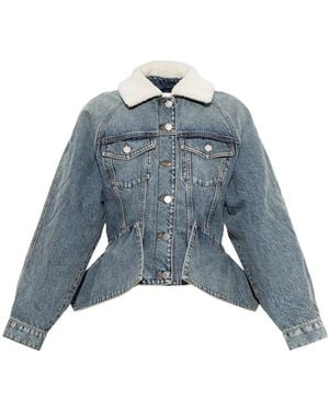 Balmain Jeansjacke Mit Shearling-Kragen - Blau