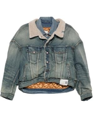 Maison Mihara Yasuhiro Fleece-Collar Denim Jacket - Blue