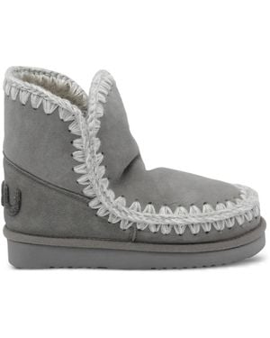 Mou Eskimo Stiefel Mit Gehäkeltem Besatz - Grau