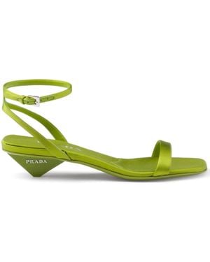 Prada Sandales En Satin À Logo - Vert