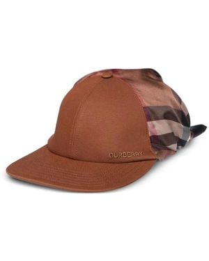 Burberry Embroidered-logo silk-insert baseball cap - Marrón