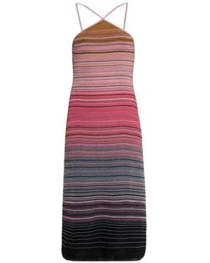 Akep Striped Midi Dress - Red