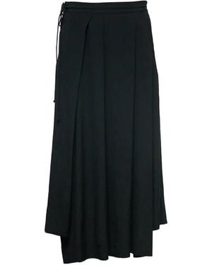 Yohji Yamamoto Pleated Midi Skirt - Black