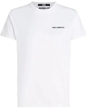 KARL LAGERFELD Logo-Embroidered Organic-Cotton T-Shirt - White
