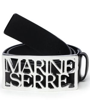 Marine Serre Logo-Buckle Leather Belt - Black