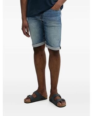 KARL LAGERFELD Cuffed Denim Shorts - Blue