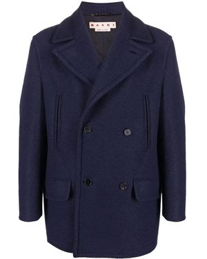 Marni Double-Breasted Wool Coat - Blue