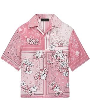 Amiri Bandana Floral Bowling Shirt - Pink