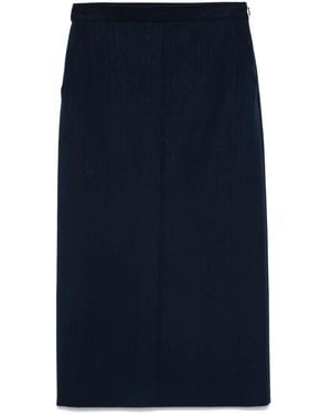Twinset Lurex Pinstripe Cady Midi Skirt - Blue