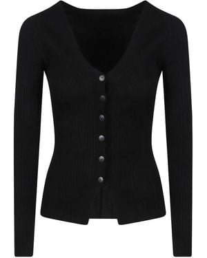 Dondup Cardigan A Coste Con Scollo A V - Nero
