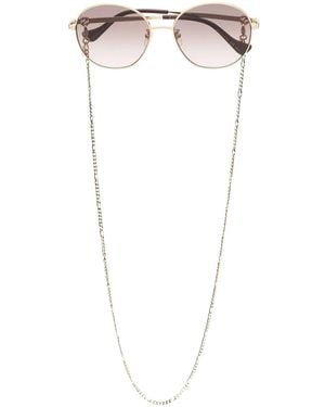 Gucci スクエアフレーム サングラス - メタリック