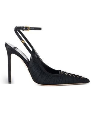 Elisabetta Franchi Nappa-Leather Sandals With Criss-Cross Lacing - Black