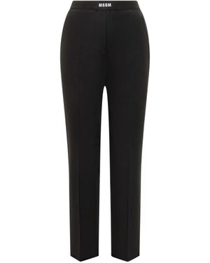 MSGM Logo-Waistband Trousers - Black