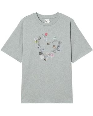 B+ AB Heart-Print T-Shirt - Grey