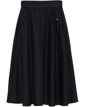 Golden Goose Pinstriped Logo-Detail Skirt - Blue