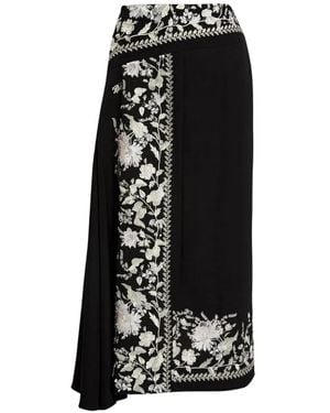 Erdem Embroidered-Detail Draped Midi Skirt - Black