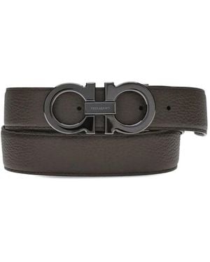 Ferragamo Gancini-Buckle Reversible Belt - Grey