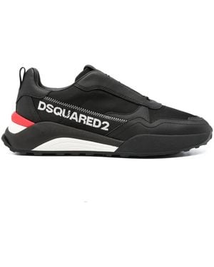 DSquared² Logo-Print Panelled Trainers - Black