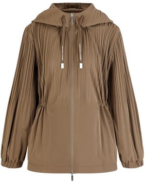 ARMANI EXCHANGE Pleated Hooded Jacket - Natural